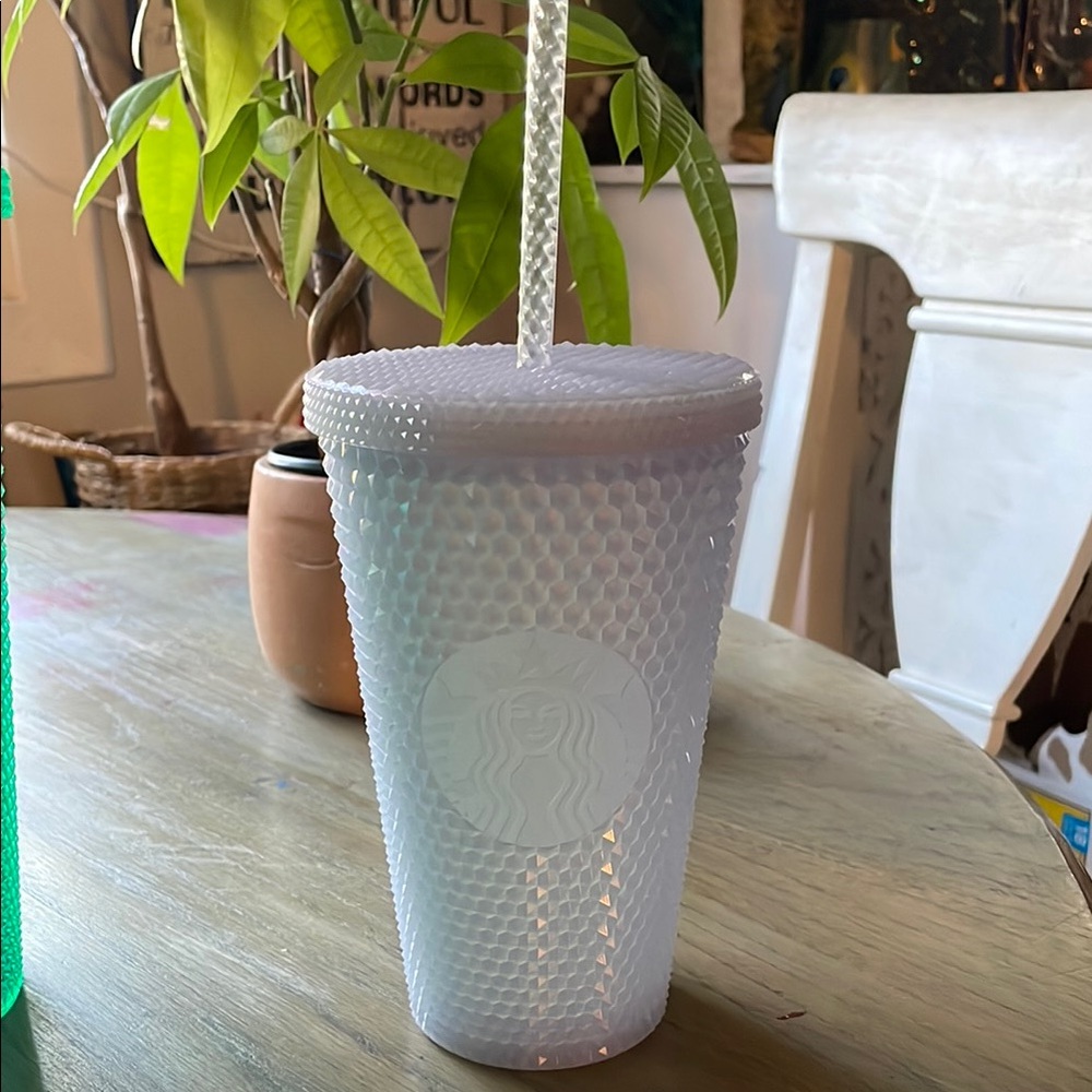 Starbucks Iridescent White Tumbler with Straw